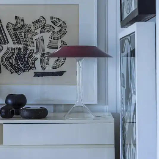 Affare Lampada da tavolo LED Foscarini Chapeaux M, rosso scuro