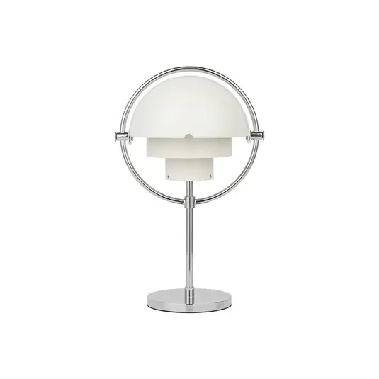 Promozione Esclusiva Lampada da tavolo a batteria Gubi Multi-Lite, cromata/bianca, 30 cm