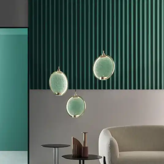 Pagamento Sicuro Lampada a sospensione Horo S3 LED, verde, 3 luci
