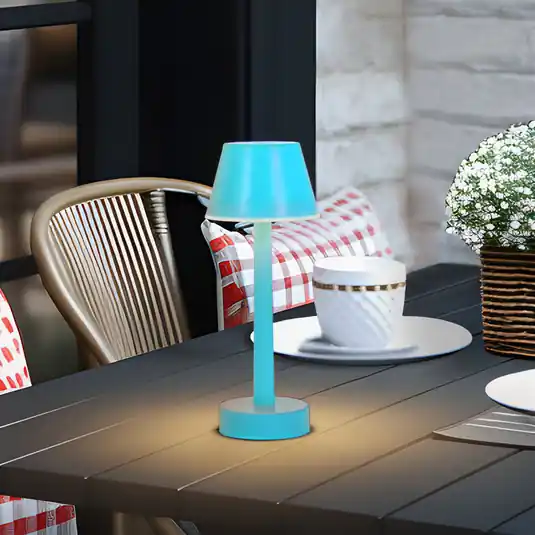 Economico Lindby LED ricaricabile Gaja, blu, USB, IP44, RGBW, dimmerabile
