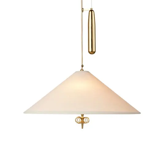Lampada a sospensione Gubi A1967, ottone, paralume in canvas, regolabile Solo Oggi