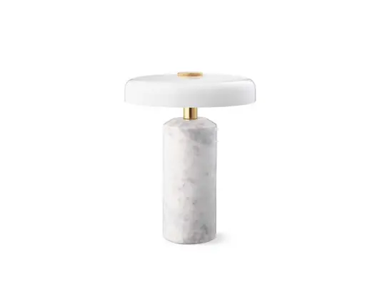 Spedito Oggi Lampada da tavolo ricaricabile Trip LED, bianco/bianco, marmo, vetro, IP44