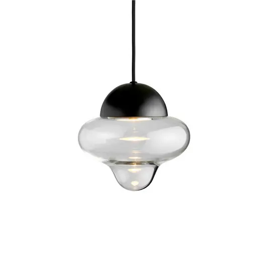 Ordina Subito Lampada LED a sospensione Nutty, trasparente / nera, Ø 18,5 cm, vetro
