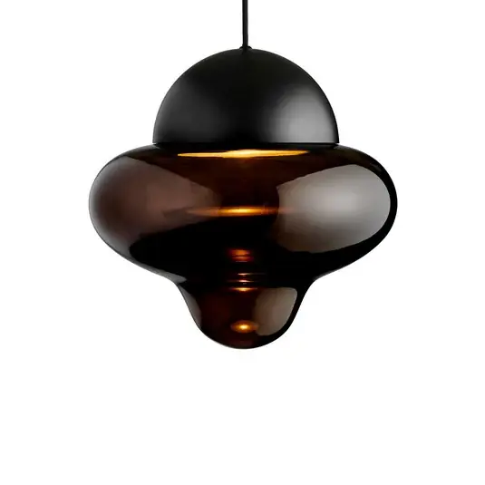 Lampada LED a sospensione Nutty XL, marrone / nero, Ø 30 cm, vetro Economico
