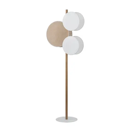 Lampada da terra Puls, paralumi in iuta, marrone naturale/bianco, a 3 luci Compra Online