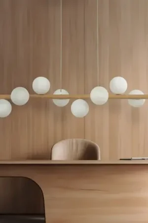Bestseller Lampada a sospensione Estera, vetro opalino, legno, 9 luci