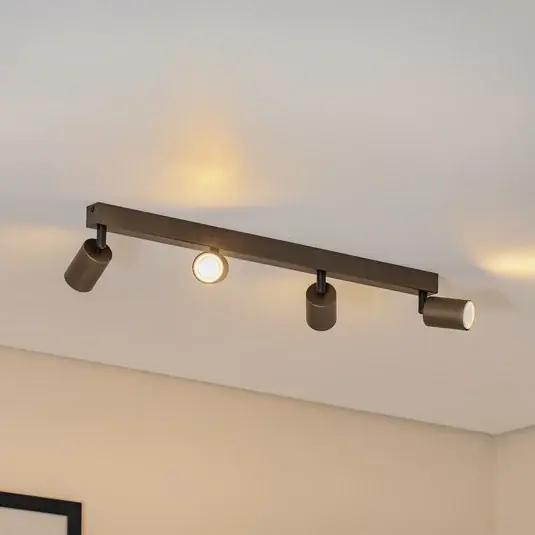 Faretto da soffitto Top, regolabile, marrone, lineare a 4 luci Ultime Pezzi