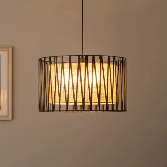 Lampada a sospensione Harmony, nero, Jute naturale, Ø 50 cm Compra Oggi Stesso