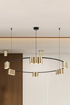 Lampada a sospensione Genesis, alluminio, nero/oro, 15 x GU10, Ø 100 cm Promo Stagionale