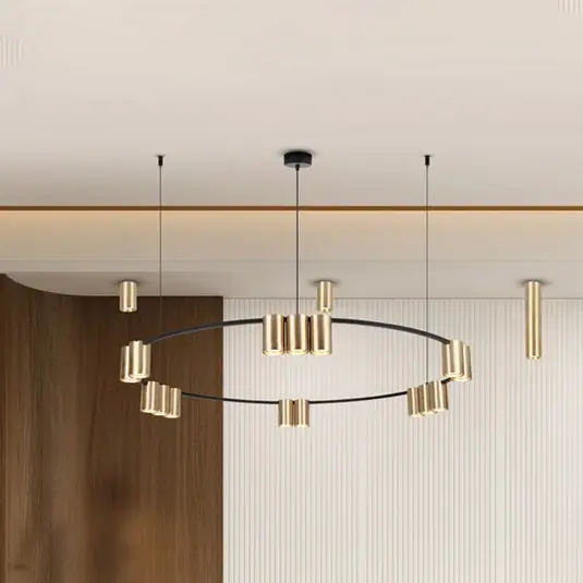 Lampada a sospensione Genesis, alluminio, nero/oro, 15 x GU10, Ø 100 cm Promo Stagionale
