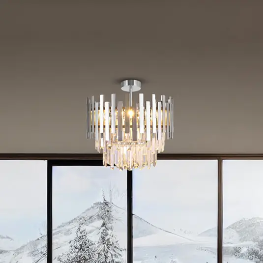 Nuovo Arrivo Plafoniera Aspen in metallo cromato, cristalli di vetro, Ø 45 cm