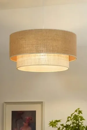 A Buon Prezzo Lampada a sospensione Boho, marrone/bianco, Ø 45 cm, tessuto