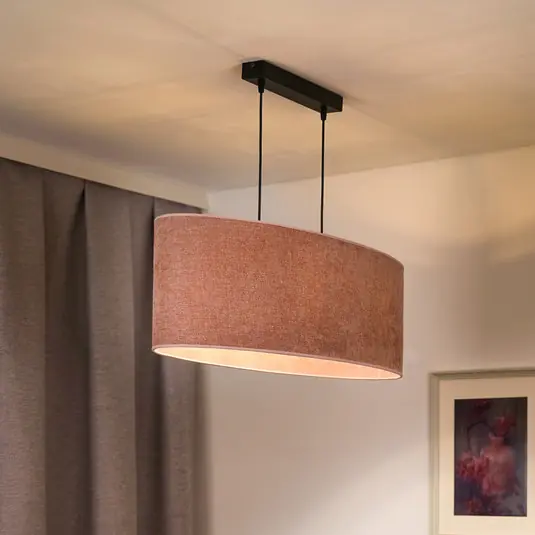 Lampada a sospensione Euluna Celine, rosa, tessuto ciniglia, lunghezza 80 cm Prezzo Di Fabbrica