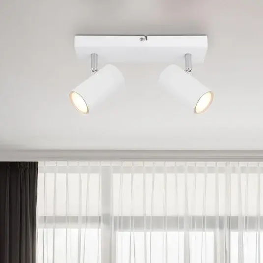 Ultimissimo Modello Faretto da soffitto Robby, bianco, lunghezza 26 cm, a 2 luci, metallo