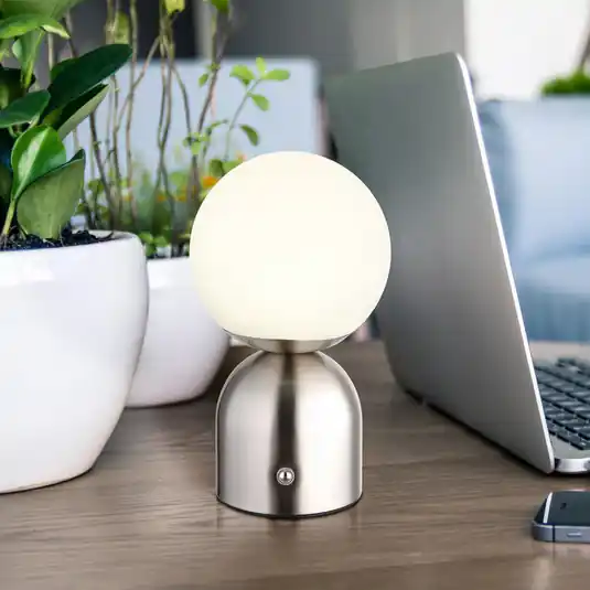 Lampada LED da tavolo Julsy, color nichel, altezza 21 cm, CCT Vendita Finale
