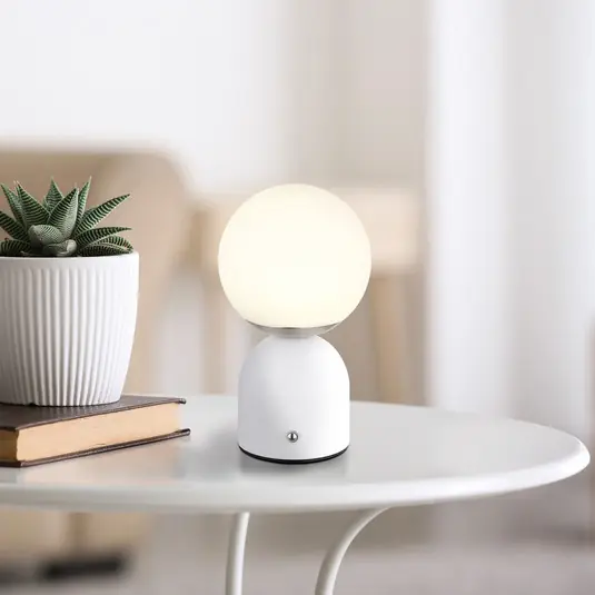 Julsy Lampada LED da tavolo ricaricabile, bianco, altezza 21 cm, metallo, Ultimissimo Modello