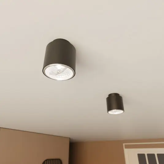 Plafoniera Nano, nera, a 1 luce, metallo Spedizione Espresso