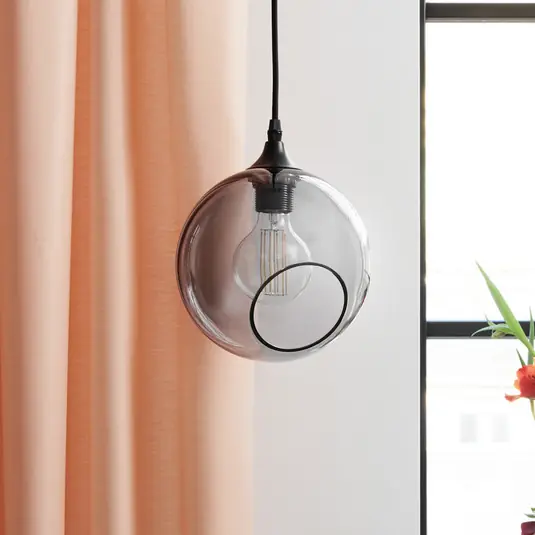 Pagamento Sicuro DESIGN BY US Lampada a sospensione Ballroom, grigio fumo, Ø 20 cm, vetro