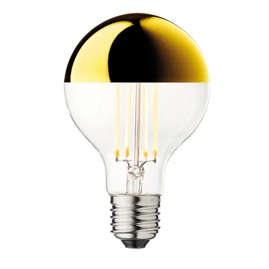 Nuova Collezione Lampadina LED G80 con riflettore dorato, attacco E27, 3,6 W, 2.700 K