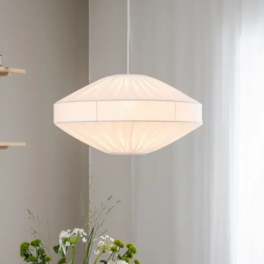 Sconto PR Home Lampada a sospensione Edith, Ø 50 cm, cotone, bianco