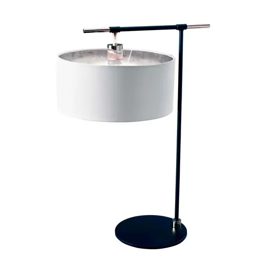 Lampada da tavolo Balance, nero/nickel, paralume bianco Spedito Oggi