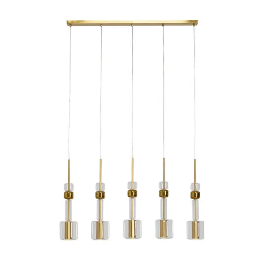 Spedito Oggi Lampada a sospensione Kare Candy Bar, colore oro, acciaio, vetro, a 5 luci.