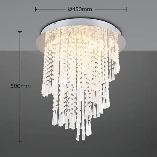 Plafoniera a LED Pomp, Ø 45 cm, cromo, acrilico/metallo, CCT Occasione Imperdibile