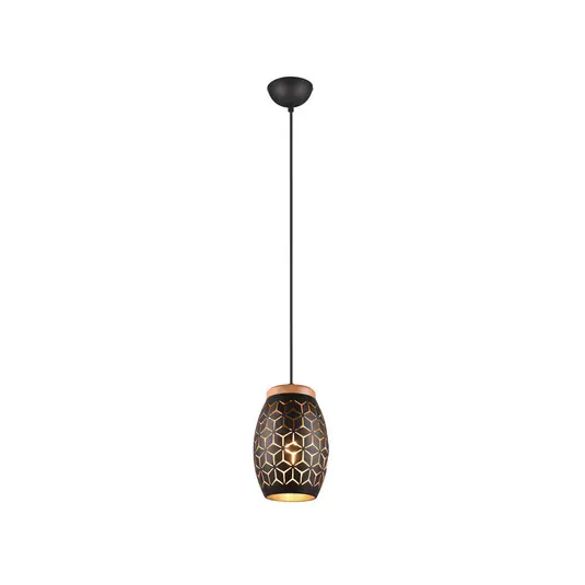 Lampada a sospensione Bidar, Ø 15 cm, nero-oro, metallo Prezzo Di Fabbrica