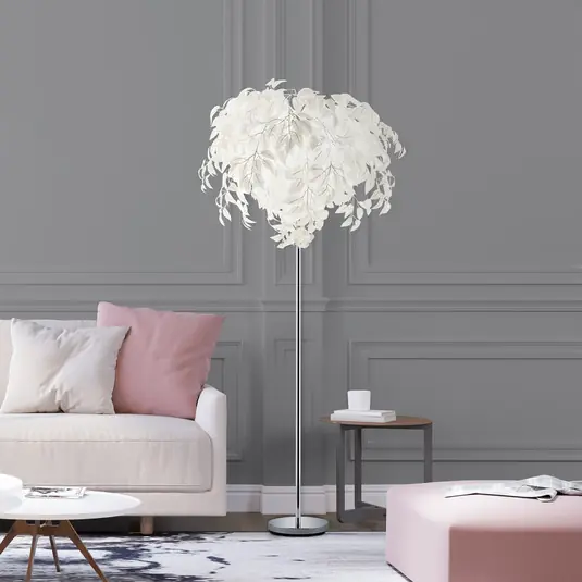 Acquista Ora Lampada da terra Leavy, altezza 180 cm, cromo/bianco, metallo/plastica
