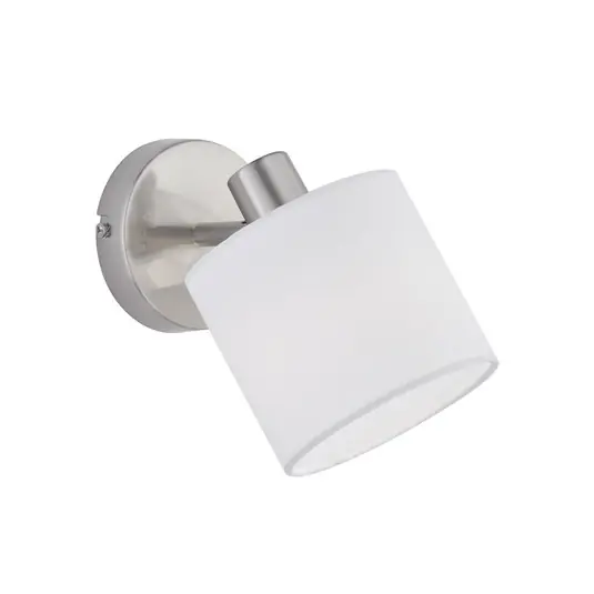 Scelto Dai Clienti Faretto da parete Tommy, nichel/bianco, larghezza 12 cm, metallo/tessuto