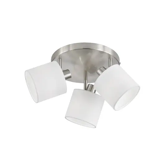Super Prezzo Faretto da soffitto Tommy, nichel/bianco, Ø 25 cm, a 3 luci in tessuto