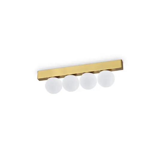 Super Prezzo Ideal Lux Lampada a plafoniera Ping Pong in ottone a 4 luci, vetro opalino