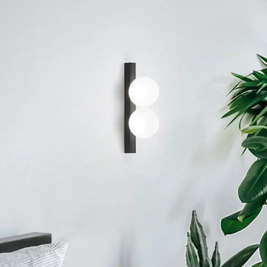 Ideal Lux Applique a LED Ping Pong nero a 2 luci in vetro opalino Promozione Esclusiva