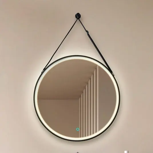 Promozione Specchio LED Lucande Lelin, Ø 45 cm, nero, alluminio, CCT