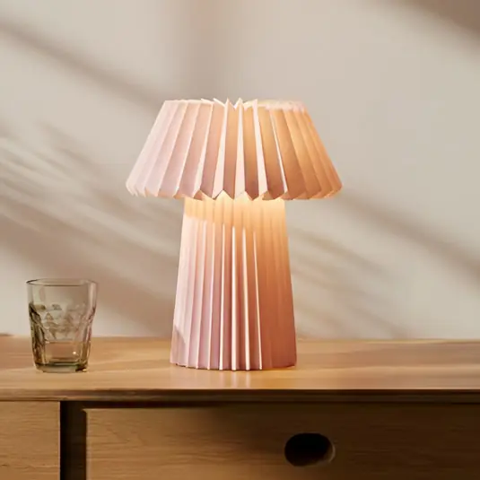 Compra Online Lampada da tavolo Lindby Magali, rosa, carta, Ø 34 cm, E14