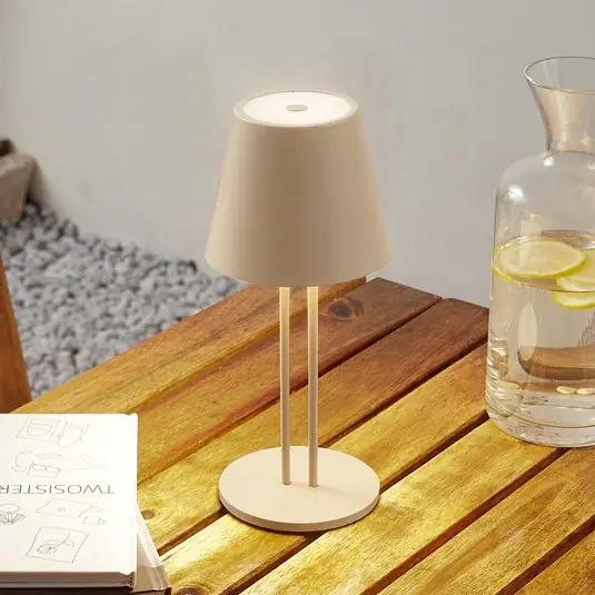 Lindby Lampada da tavolo ricaricabile a LED Janea TWIN, beige, metallo Bestseller