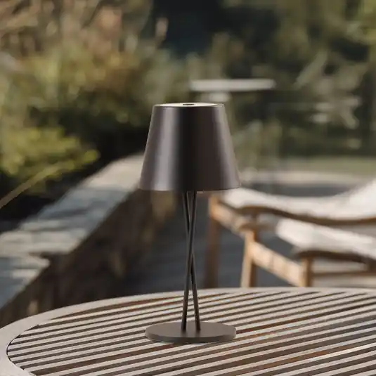Novità Lindby Lampada da tavolo ricaricabile a LED Janea CROSS, nero, metallo
