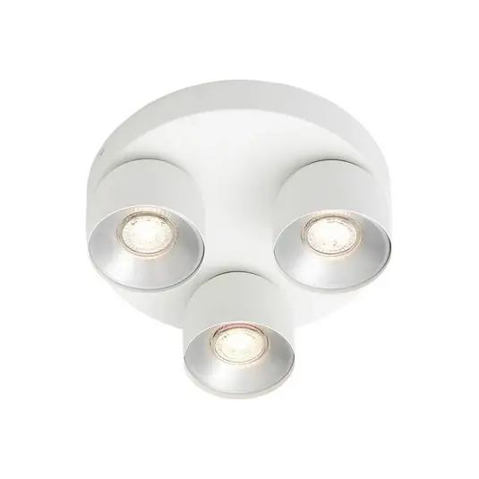 Faretto Pitcher, bianco/argento, a 3 luci, rotondo, in metallo Prezzo Basso