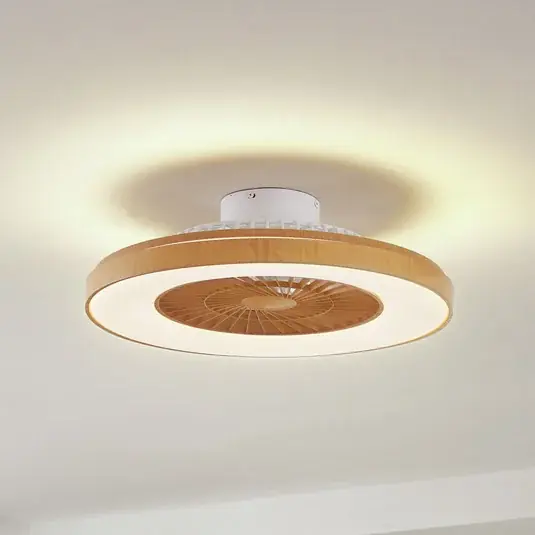 Lindby Ventilatore da soffitto LED Teleo, Ø 58 cm, color legno, CCT Prezzo Ridotto