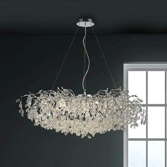 Paul Neuhaus Lampadario Ricicle, cromo, lunghezza 120 cm Offerta Del Giorno