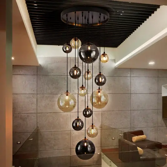 Lampada a sospensione Dark, ferro, vetro, ambra, fumo, Ø 60 cm Direttamente Dal Produttore