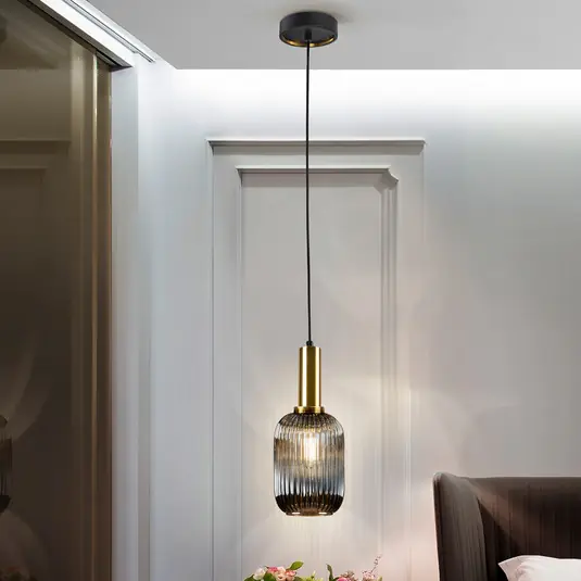 Subito Disponibile Lampada a sospensione Norma, Ø 14 cm, nero/ottone, vetro, E27