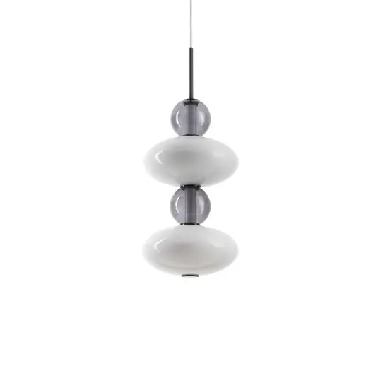Ideal Lux Lampada a sospensione Lumiere-2, vetro opalino/grigio A Buon Prezzo