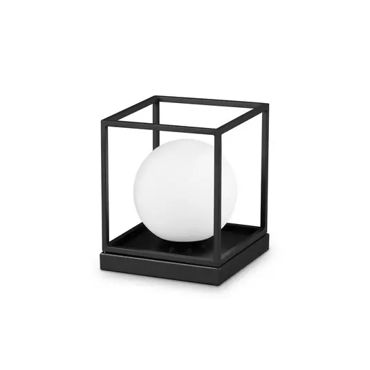 Economico Ideal Lux lampada da tavolo Lingotto altezza 22 cm nero, vetro opalino