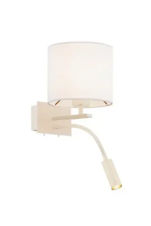 Ultime Pezzi Applique Bilo, beige, tessile, a 2 luci, lampada da lettura