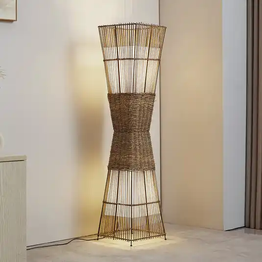 Lindby Jacinto piantana, bambù, canapa, altezza 130 cm Di Tendenza