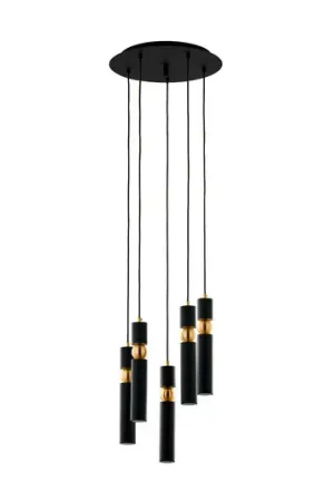 Economico Lampada a sospensione Alas, a 5 luci, nero, metallo, GU10