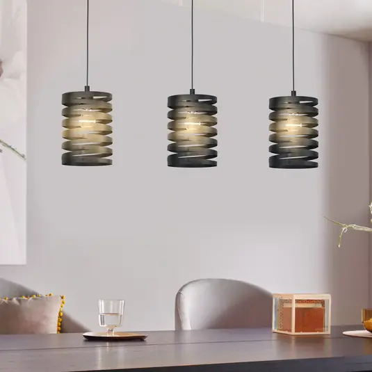 Compra Online Lampada a sospensione Cremella, lunghezza 94 cm, nero, a 3 luci, acciaio