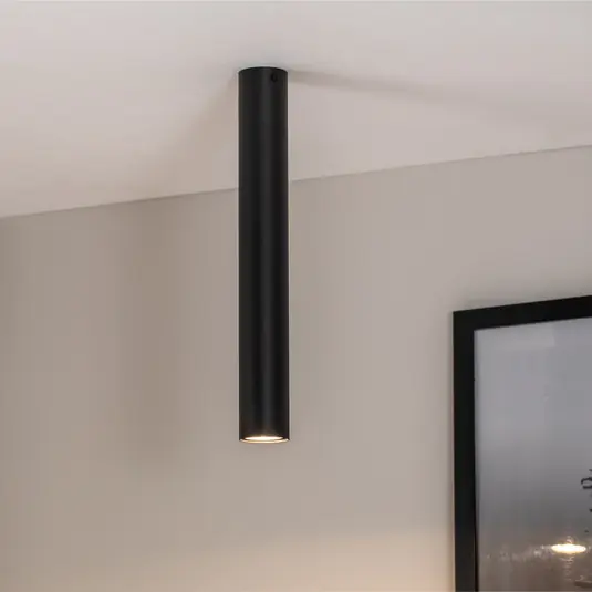 Ultime Pezzi Faretto da soffitto Tecno 1L, acciaio, GU10, altezza 45 cm, nero