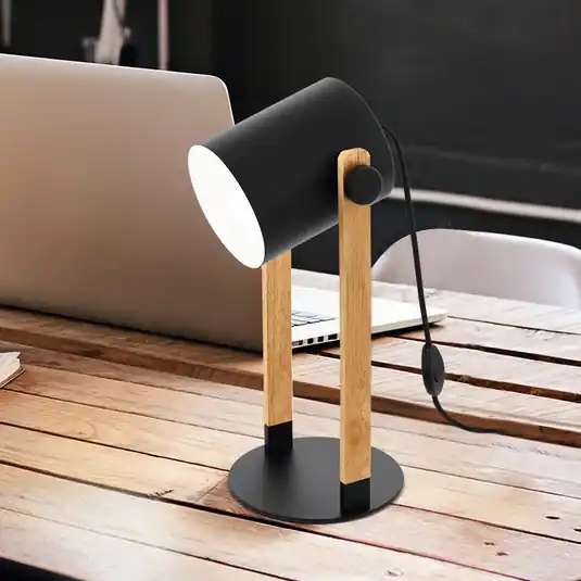 Soddisfatti O Rimborsati Lampada da tavolo Hornwood, altezza 42 cm, nero/marrone, acciaio
